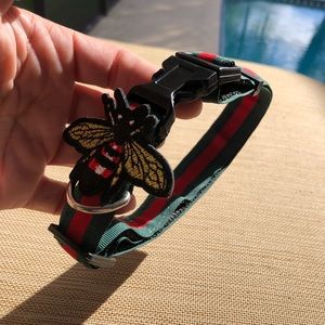 Luxury bee striped ribbon collar medium Pet dog cat bug embroidered gift xmas